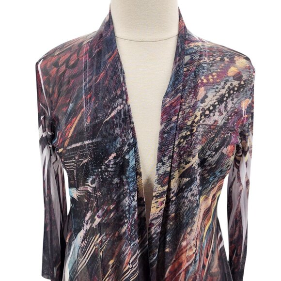 Jess & Janes Womens XL Duster Cardigan Multicolor Mesh Sheer Boho Hippie Retro - Picture 2 of 9